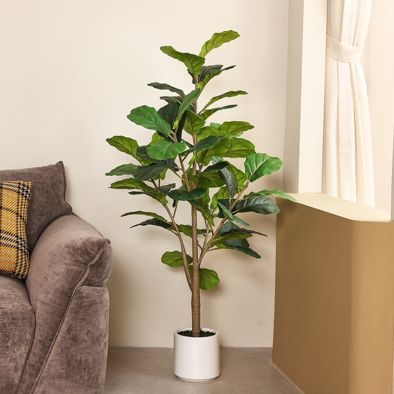 DR.Planzen 4.5ft Artificial Fiddle Leaf Fig Tree, Tall Faux Ficus