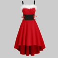 thumbnail image 3 of Vestido de Navidad de manga larga para mujer, vestido de retazos, vendaje asimétrico, hombros descubiertos, 2022, 3 of 4