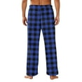 thumbnail image 5 of DENGDENG Fleece Pj Pants Men Flannel Plush Christmas Plaid Pajama Pants Cute Sleep Fuzzy Loungewear Pants Cozy Drawstring Straight Leg Holiday Soft Pajamas Bottoms with Pockets Blue M, 5 of 6