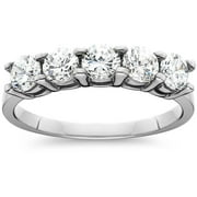 1ct five stone genuine round diamond wedding anniversary ring 14k white gold - Wedding Anniversary Rings 1ct five stone genuine round diamond wedding anniversary ring 14k white gold - Wedding Anniversary Rings