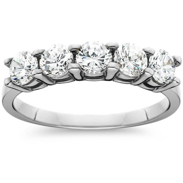 Pompeii3 - 1Ct Diamond Ring Five Stone Womens Anniversary Band 14k ...