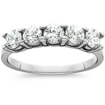 Pompeii 1ct Five Stone Natural Round Diamond Wedding Anniversary Ring 14K White Gold