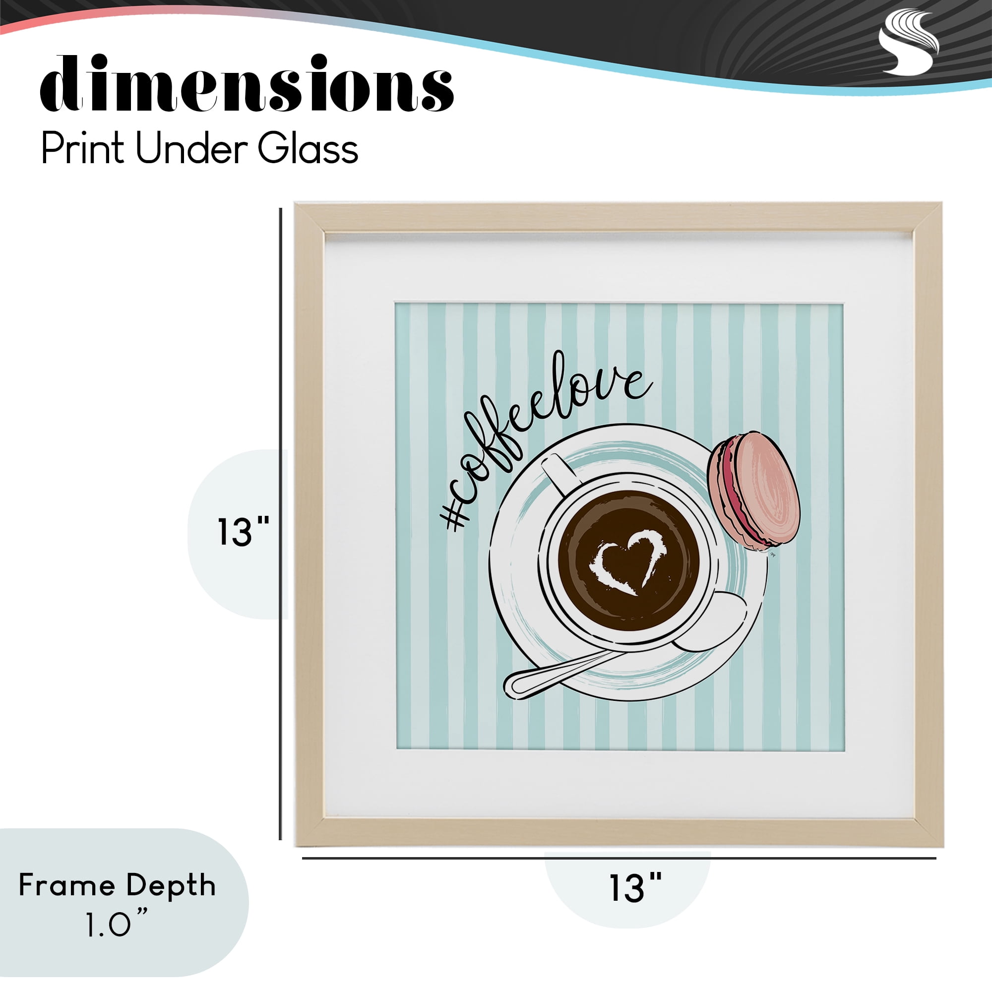Stupell Industries Coffee Love Hashtag Birch Framed Print Under Glass, design by Martina Pavlova