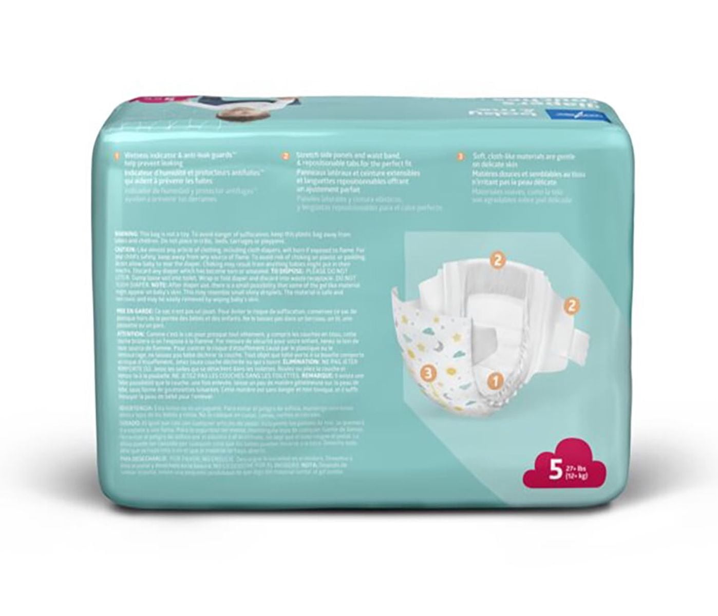 Medline Disposable Baby Diapers, Size 5 (27+ LBS), Case of 200