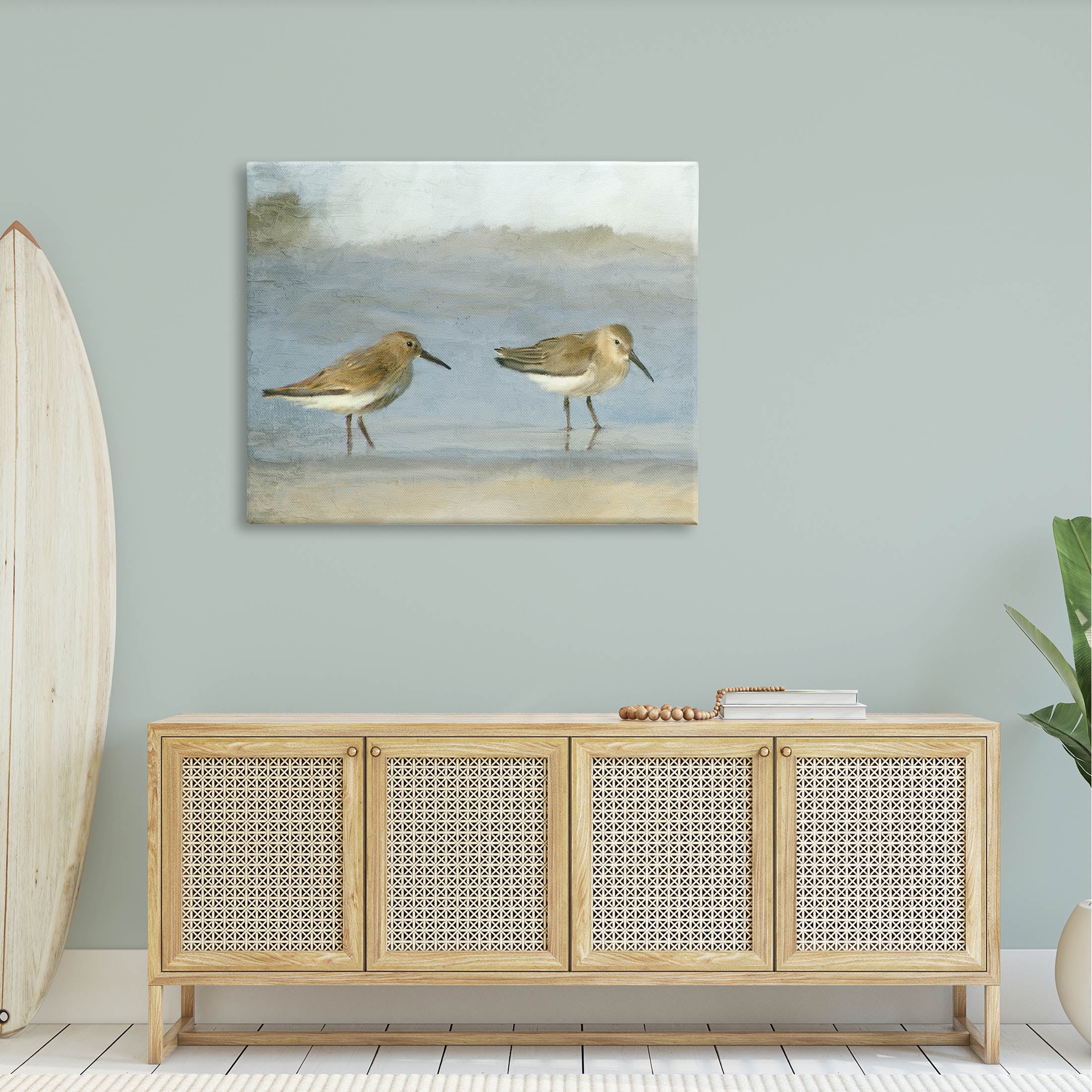Stupell Industries Two Sandpipers Stepping Beach Shore Painting Gallery Wrapped Canvas Print Wall Art, Design by Kim Allen