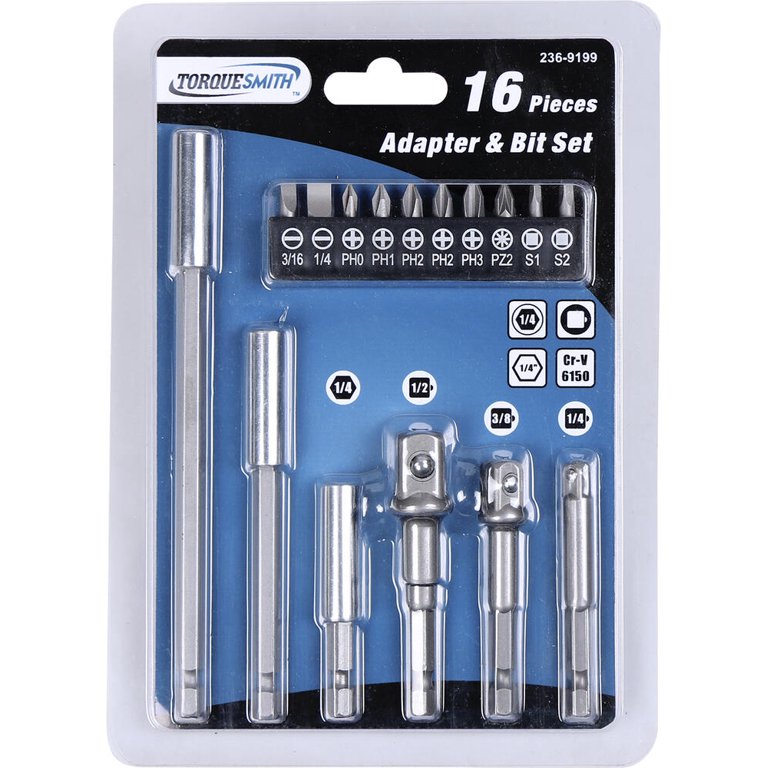 AMM 9-Piece Impact Socket Adapter Set - 1/4", 3/8", 1/2" Drive, 3"/6"/10" Lengths, Drill To Impact Wrench
