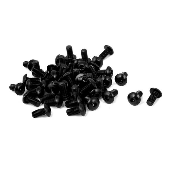 M5x10mm 10.9 Alloy Steel Button Head Hex Socket Cap Screw Bolt Black 50pcs