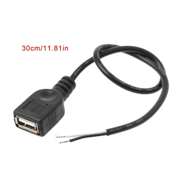 1Pc USB 2.0 Female Jack 2 Pin 2 Wire Power Charge Cable Cord Connector DIY 30cm