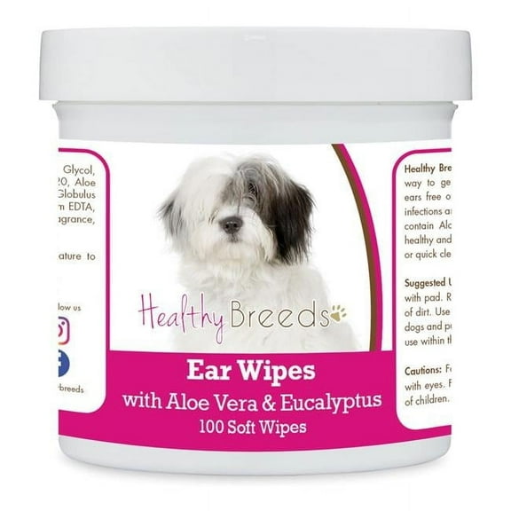 Healthy Breeds 192959824667 Old English Sheepdog Ear Cleaning Wipes with Aloe & Eucalyptus for Dogs - 100 Count