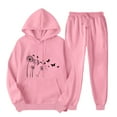 thumbnail image 2 of successthop 2 Piece Lounge Set Women Fleece Long Sleeve Hoodie and Jogger Sweatpant Floral Fall Sportwear with Pockets, 2 of 7