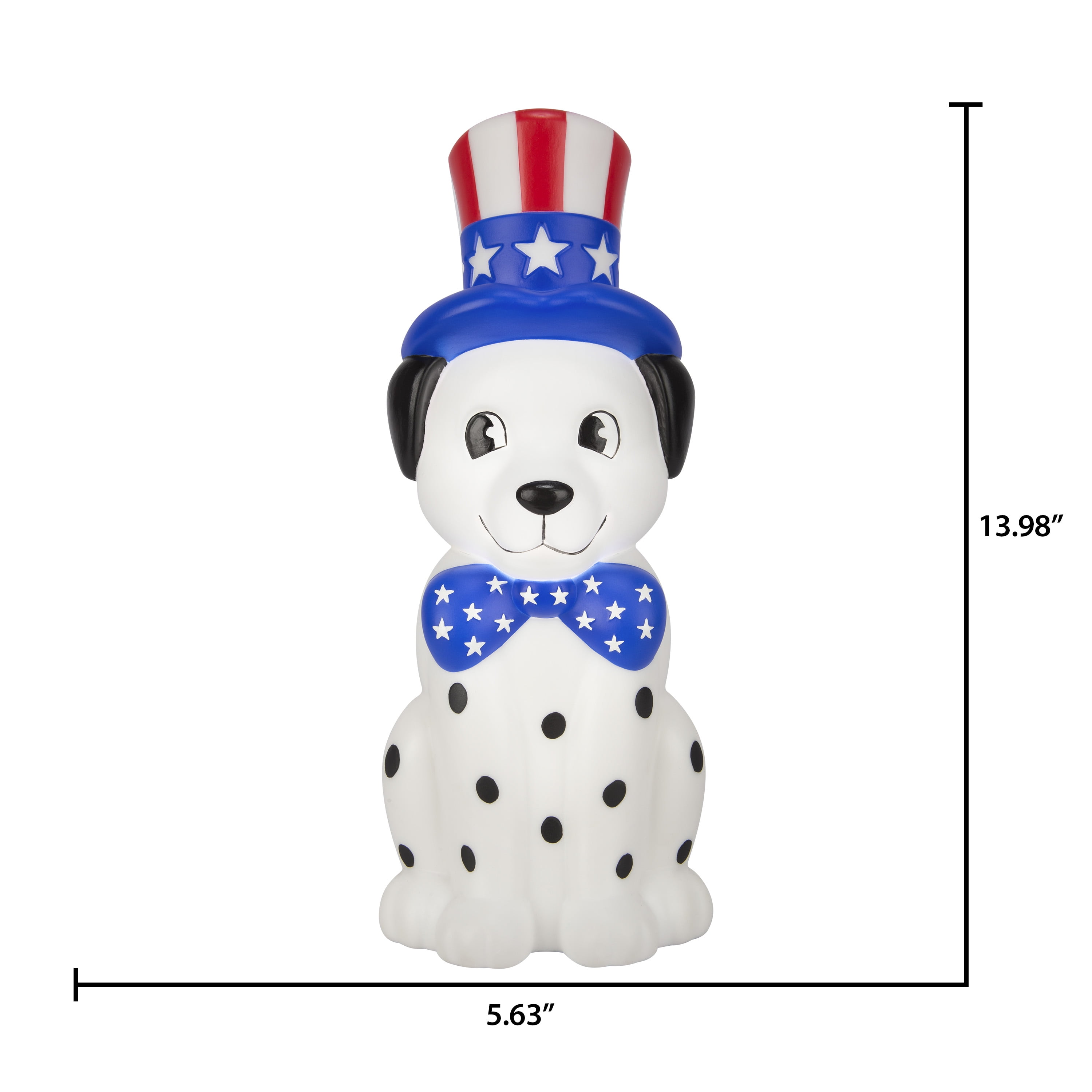 Independence Day Lighted Blow Mold Indoor Décor Patriotic Dalmatian Puppy 13.97 in x 4.60 in x 5.63 in 0.77 lb