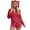 Red, variant on Krdevn Women's Fuzzy Fleece Romper Pajamas, Zip‑Up Hooded Onesie with Bear Ears Long Sleeve Short Jumpsuit Loungewear,Brick Red