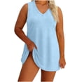 thumbnail image 2 of Oksale Plus Size Dresses for Curvy Women Summer 2026 Sleeveless Mini Dress Soft Cozy V Neck Casual Dresses Light Blue XL, 2 of 7