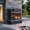 Black/Wood, variant on SUNJOY 76 in. Modern Outdoor Wood-Burning Steel Fireplace with Chimney, 2 Side Log Holders, Locking Mesh Doors, Removable Ash Pan, Poker and PVC Cover, Onyx Black