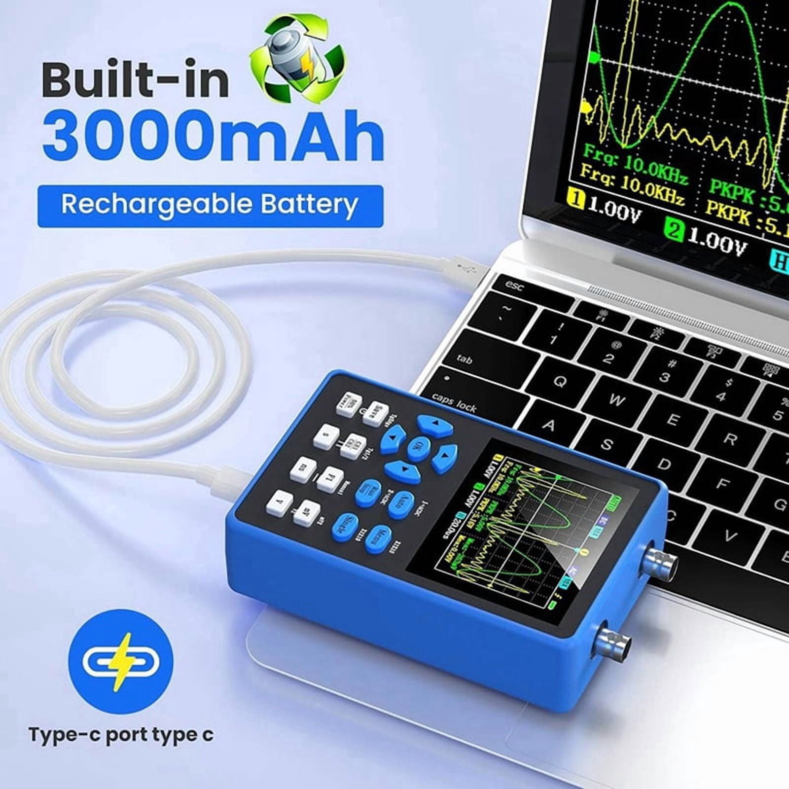2X DSO2512G Digital Oscilloscope with 2 Channels 120Mhz Bandwidth Signal Generator 500MSa/S Sampling Rate, 2.8 Inch