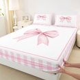 thumbnail image 2 of Erosebridal Watercolor Bow Bed Sheets for Girls, Pink Plaid Buffalo King Sheets for Women, 4 Pieces, 2 of 6