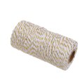 thumbnail image 6 of 109 Yard 2mm Colourful Gold Thread Cotton Cord Bakers Twine DIY Crafts Gift Wrapping Christmas Wedding Home Decor String Rope,White + gold, 6 of 6
