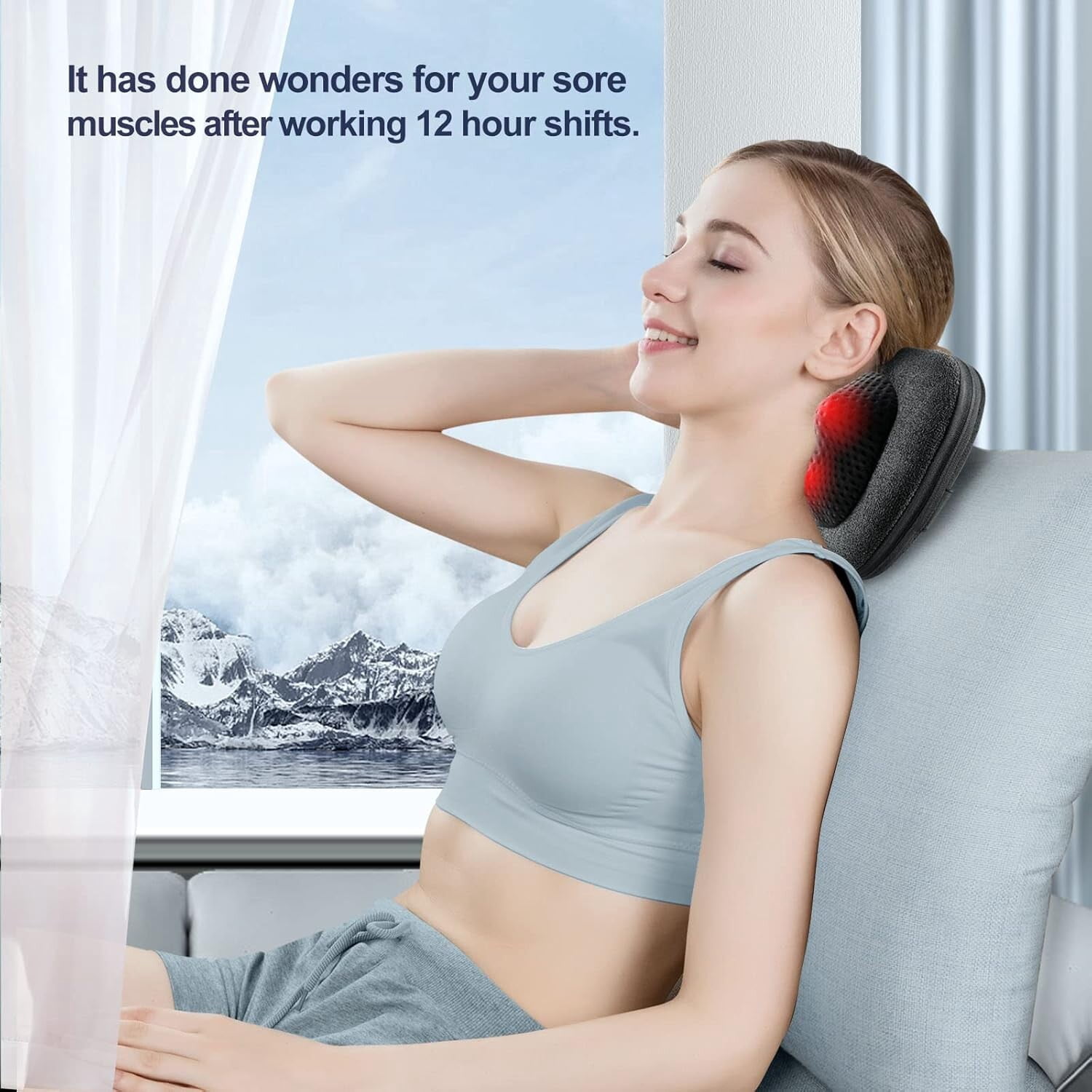 Viktor Jurgen Shiatsu Kneading Massager Pillow for Neck, Back and Shoulder with Heat, Micro Grey