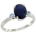 thumbnail image 1 of 14K White Gold Natural Diffused Ceylon Sapphire Ring Oval 9x7 mm Light Blue Sapphire Accent, size 9.5, 1 of 4