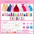 thumbnail image 2 of Anpro 105 Pcs 11.5 inch Girl Dolls Clothes and Accessories, 75 Accessories  for Dolls Including 9 Wedding Gown Dresses, 20 Fashion Dresses, 1 Top & Pants Set, 10 Necklaces, 8 Shoes, 6 Handbags, 2 of 7