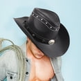 thumbnail image 3 of Sombrero de vaquero Zulema de PU cuero negro sombrero de vaquero, 3 of 8