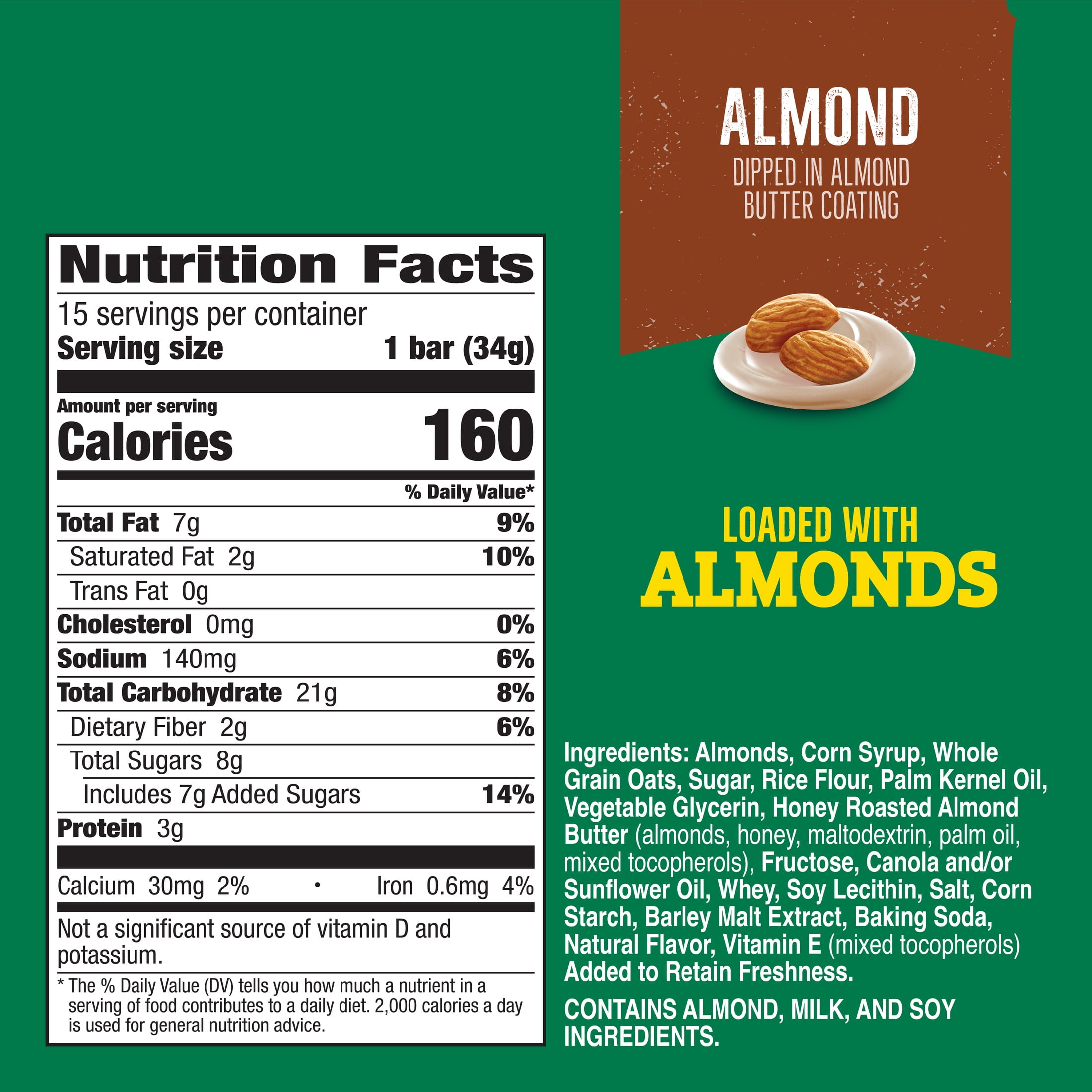 (8 pack) Nature Valley Sweet and Salty Nut Granola Bars, Almond, 15 Bars, 18 oz