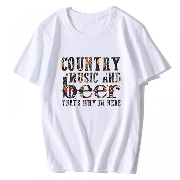 Women's T-shirt Country Music Retro Fun Graphics Summer Vacation Casual Short-sleeved Tops White 4X-Large