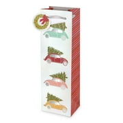 Cakewalk Christmas Tree Cars Wine Bag, White