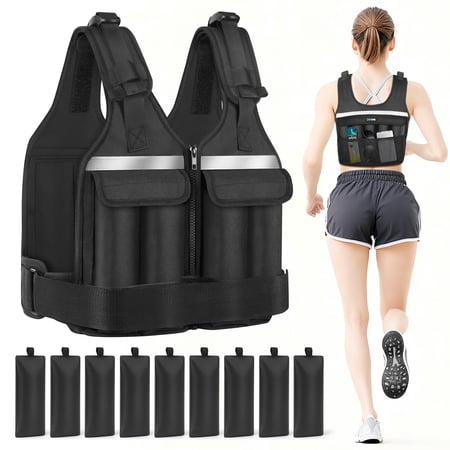 Weighted Vest, 20lb Weight Vest for Men Women, Body Weight Vests Adjustable with Reflective Stripe for Strength Training, Running, Workout, Jogging, Walking