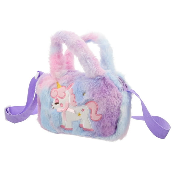 UPOUART Crossbody Bag Unicorn Plush Handbag Violet 1Pack Durable Zipper for Family Travel
