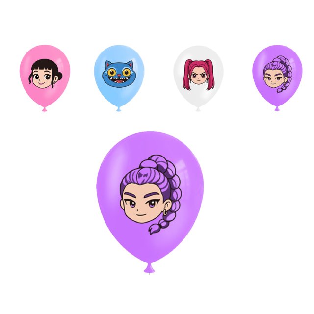 Kpop Demon Hunters Birthday Party Supplies,KPop Demon Hunters Birthday Party Supplies E-Pull flag + 16 balloons + 1 large insert + 12 small inserts + 6 SPIRALS- + 1 background clotht * 1