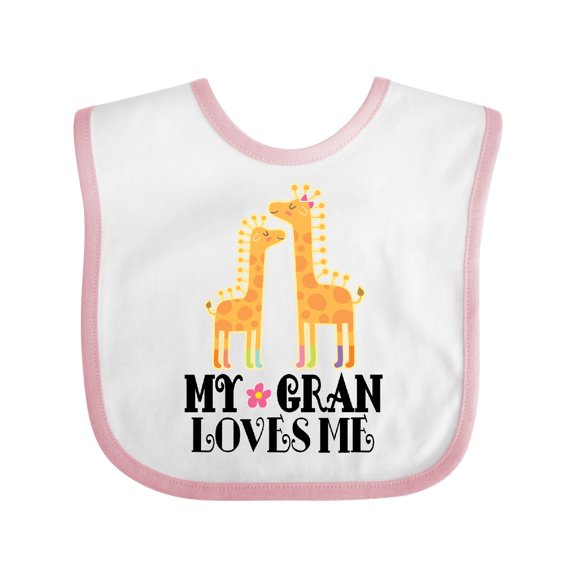Inktastic My Gran Loves Me Giraffe Girls Baby Bib