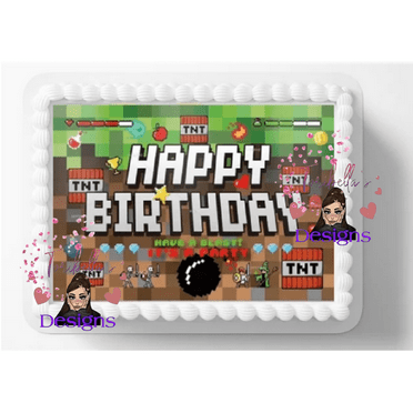 Mine TNT Edible Image Edible Birthday Cake Topper Frosting Sheet Icing Paper Cake Decoration Edible Cake Sticker Decal…
