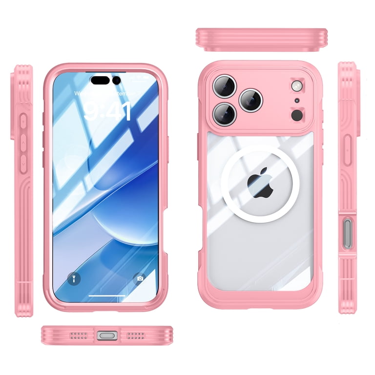 for iPhone 17 Pro Case, Support Magnetic Wireless Charger Full-Body  Protection Shockproof Rugged Clear Bumper Frame Case Cover with Built-in  Screen ...