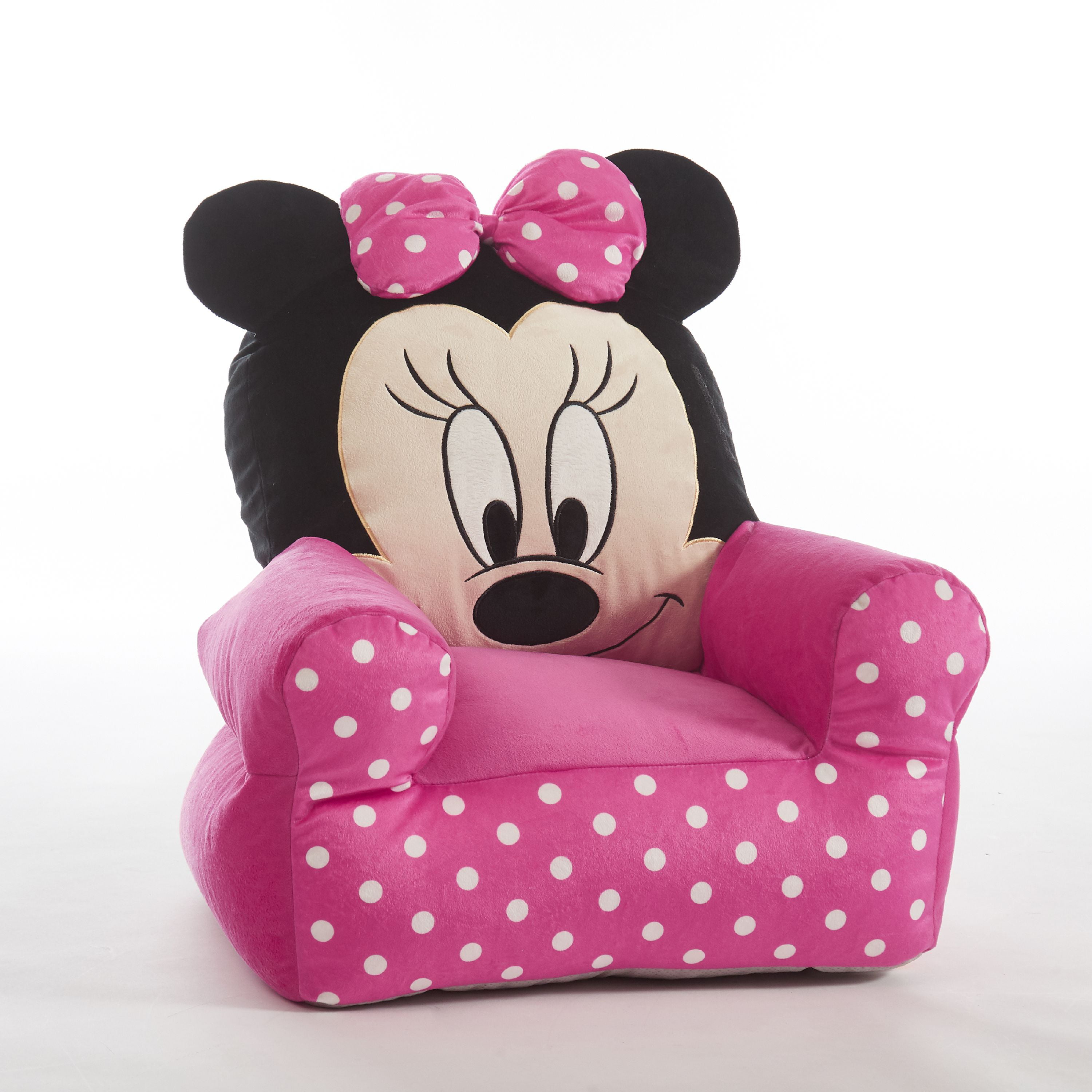Disney Junior Minnie Mouse Kids Plush Sofa Bean Bag Chair With Sherpa Trimming 