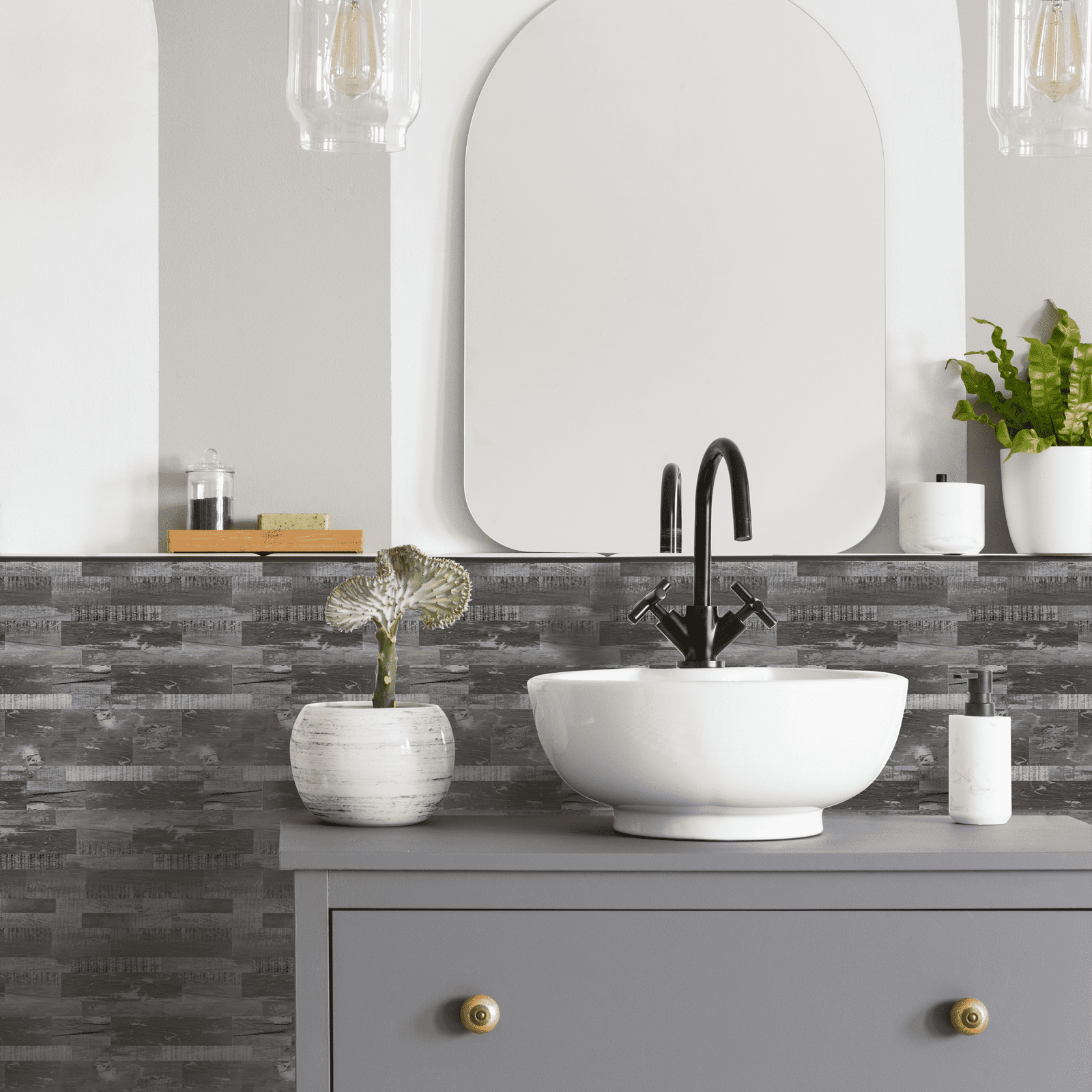Subway Peel and Stick Backsplash, Self Adhesive Kitchen Backsplash PVC Wall Tiles for Kitchen (11.3" x 11.6", Aged Wood Grain)