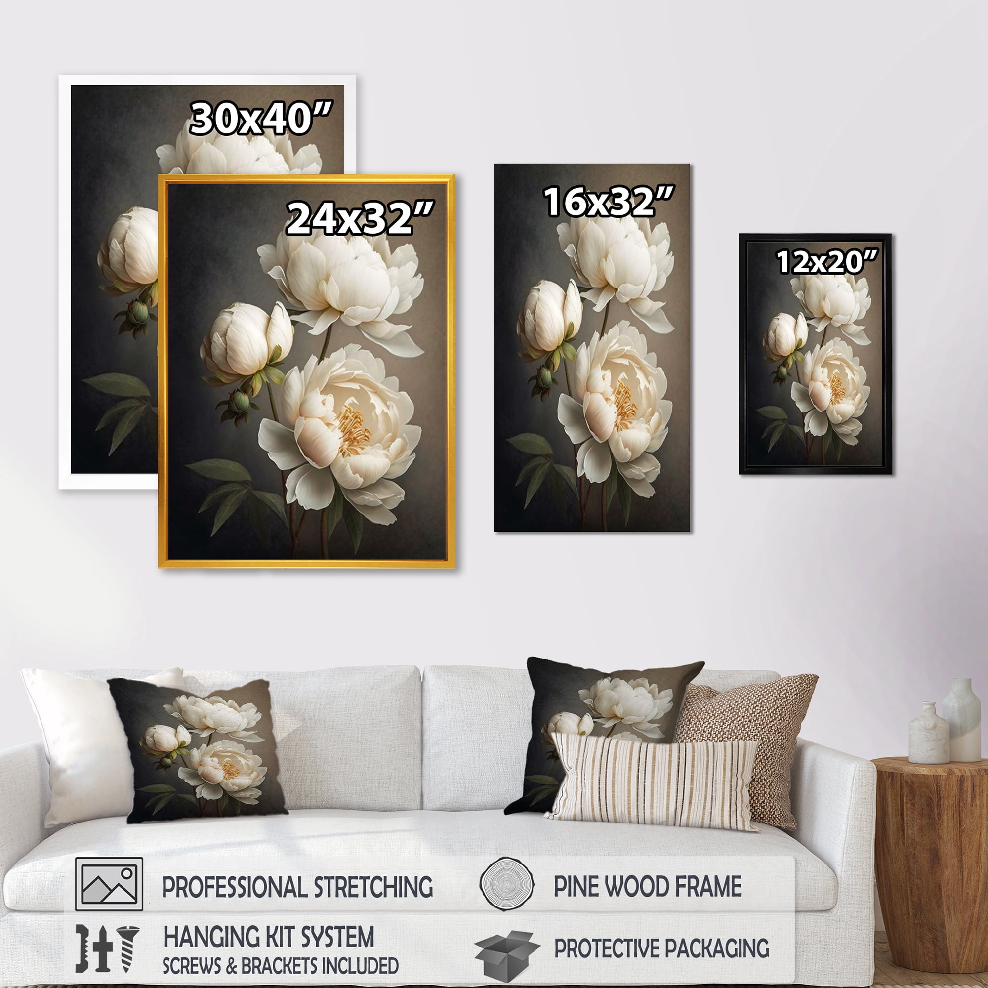 Designart Peony Flower IV Canvas Wall Art