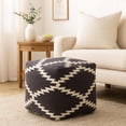 thumbnail image 4 of Benjara Poby Accent Pouf- 19" Square Body- White and Gray Zig Zag Pattern, 4 of 6
