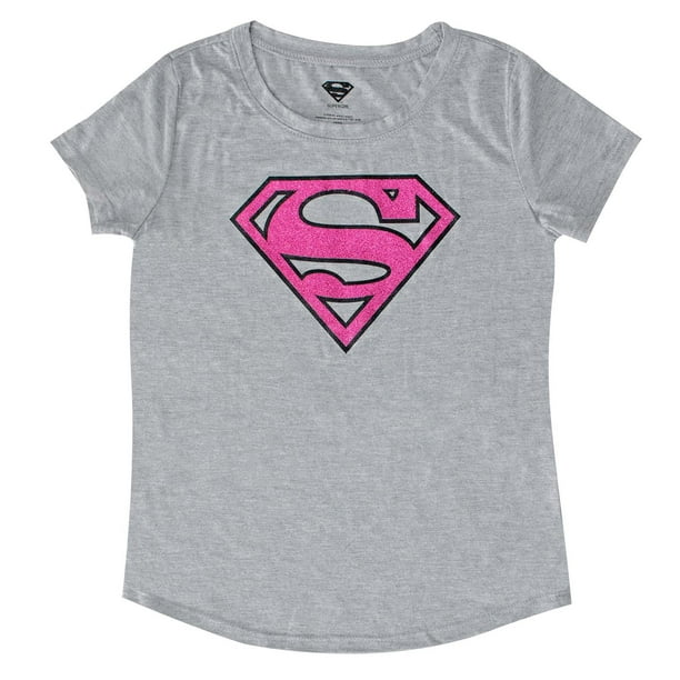 reflecteren Keelholte Rekwisieten Superman Pink Glitter Logo Girls 7-16 Grey T-Shirt-XLarge (14-16) -  Walmart.com