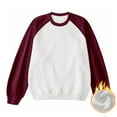 thumbnail image 2 of Mens Crewneck Sweatshirt Cotton Color Block Oversized Pullover Tops for Men Fall Casual Long Sleeve Loose Shirts (Wine XL), 2 of 5