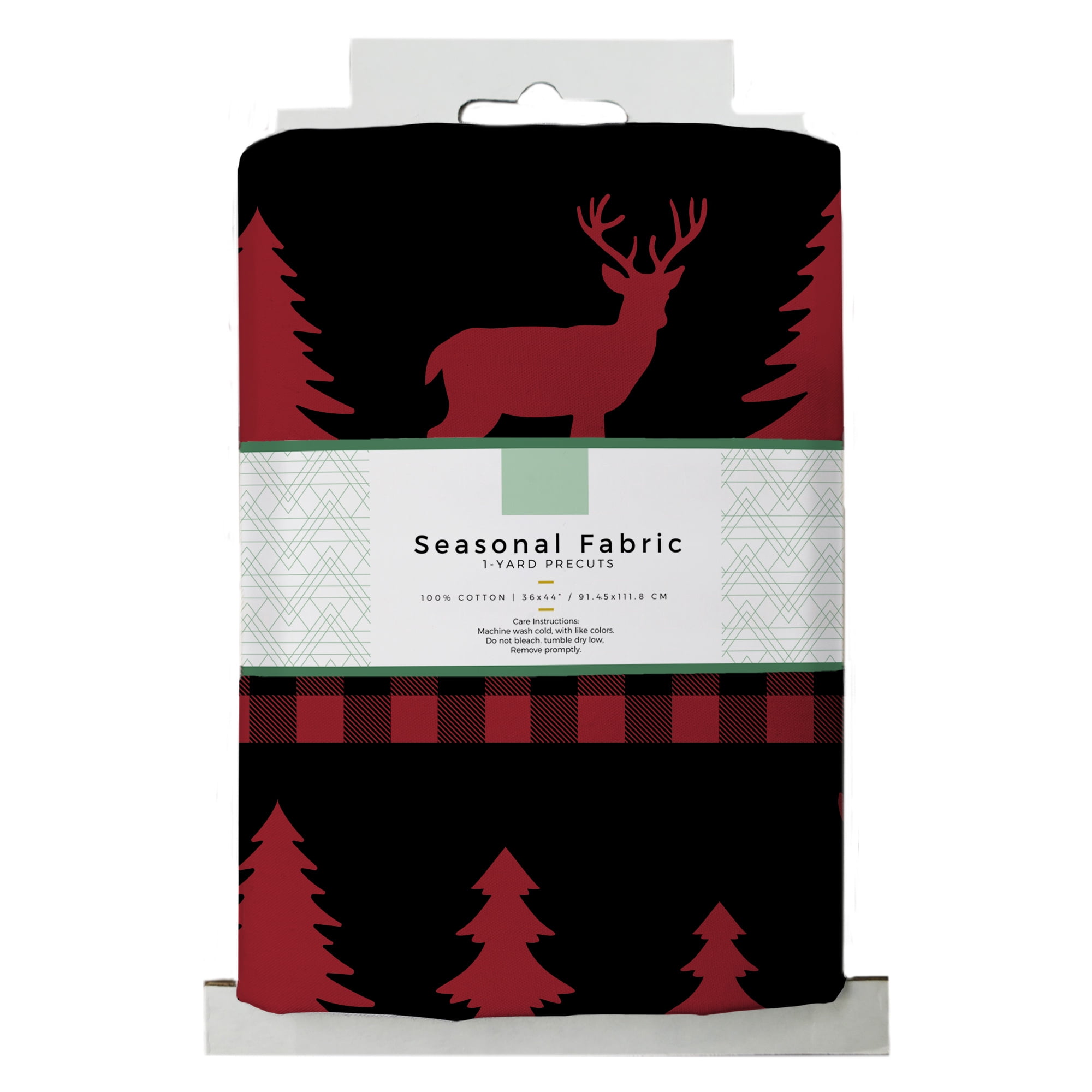 David Textiles 44' x 1 yd Cotton Deer Forest Plaid Precut Fabric, Red