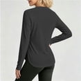 thumbnail image 4 of hotojiny Workout Tops for Women Crewneck Long Sleeve Shirts with Curved Hem UPF 50+ Sun Shirts for Hiking Running Gym Clothes(Black,Large), 4 of 7