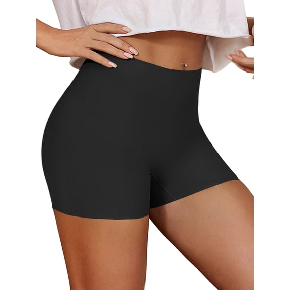 Women's Seamless Shaping Boyshorts Panties Tummy Control Underwear Slimming Shapewear Slip Shorts Black S