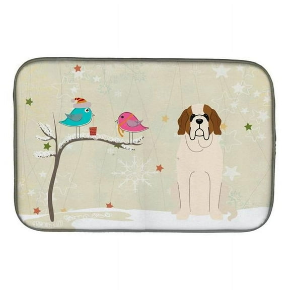 Christmas Presents between Friends Saint Bernard Dish Drying Mat