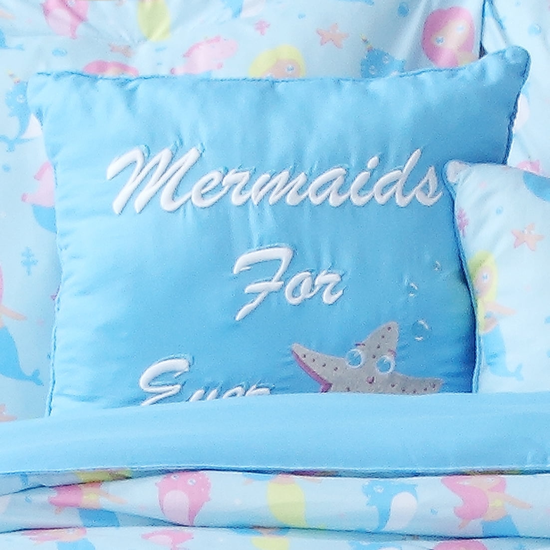 Mermaid 5-piece Comforter Set Blue Full/Queen
