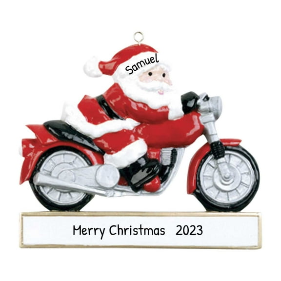 Personalized Santa Motorcycle Ornaments for Christmas Tree - Dirt Track Racing Ornament, Racer Ornament, Dirt Bike Christmas Ornaments, Bike Ornament - Free Customization