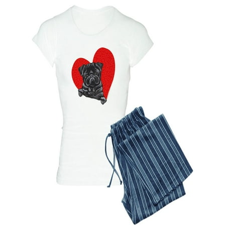 

CafePress - Black Pug Heart - Women s Light Pajamas