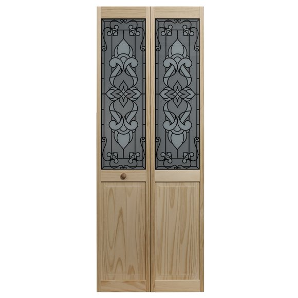 LTL Home Products 851720 Eternity Half Glass Interior Bifold Solid Wood Door, 24 Inches x 80 Inches, Unfinished Pine