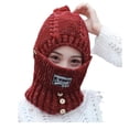 thumbnail image 3 of Gorro de ciclismo femenino con protección auditiva, gorro de lana con forro polar, gorro de punto, bufanda integrada para mujer, de invierno engrosado con máscara desmontable., 3 of 5