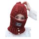 thumbnail image 2 of Gorro de ciclismo femenino con protección auditiva, gorro de lana con forro polar, gorro de punto, bufanda integrada para mujer, de invierno engrosado con máscara desmontable., 2 of 6